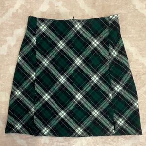 J Croft/ Brandy Melville Blue & Green Plaid Skirt with two small front slits OS